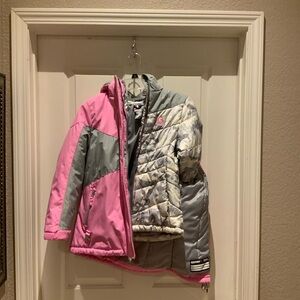 Gerry 2 in one Girls Pink and Gray Winter / Snow Jacket.